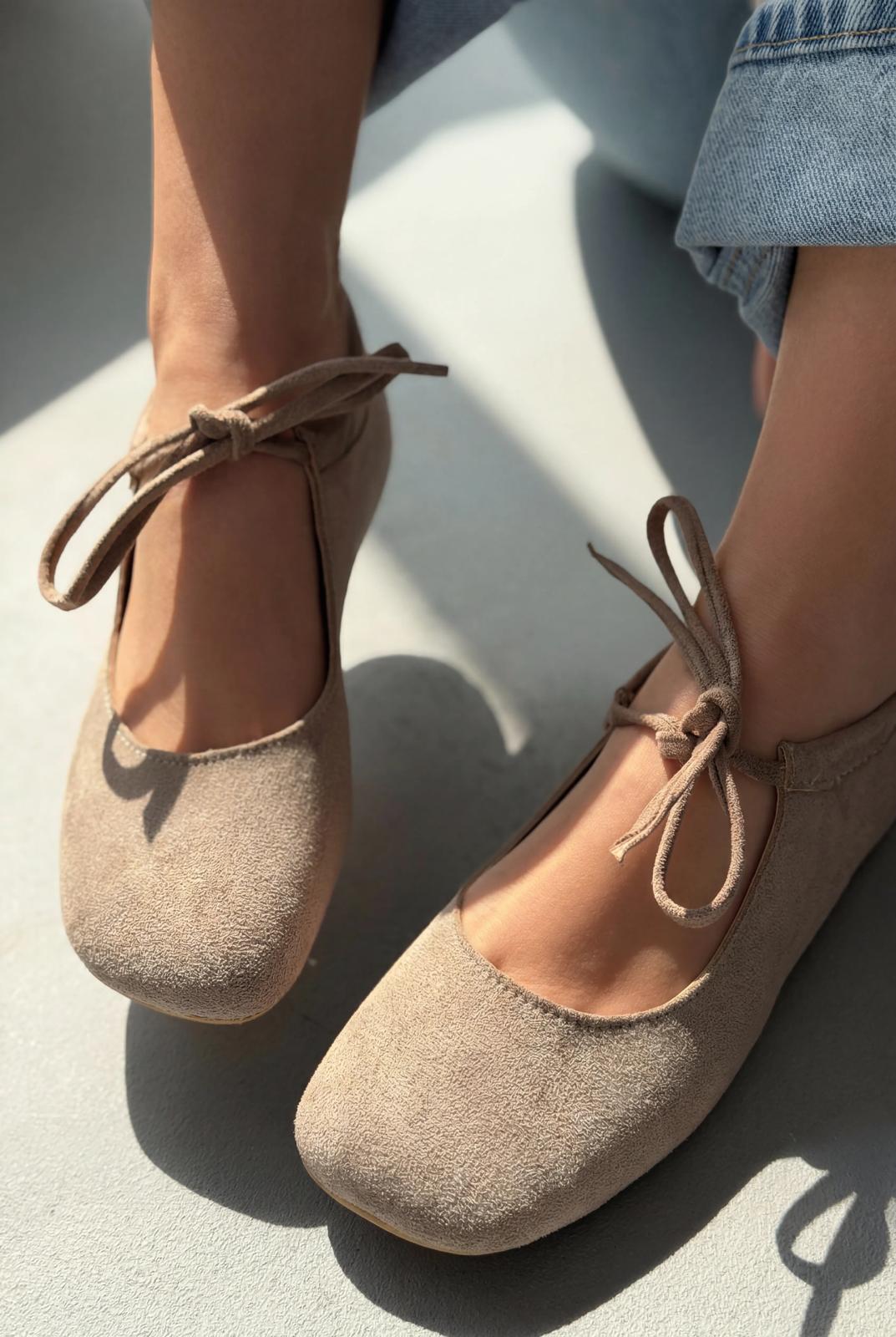 Belith Bej Süet Kadın Babet - ILOVESHOES