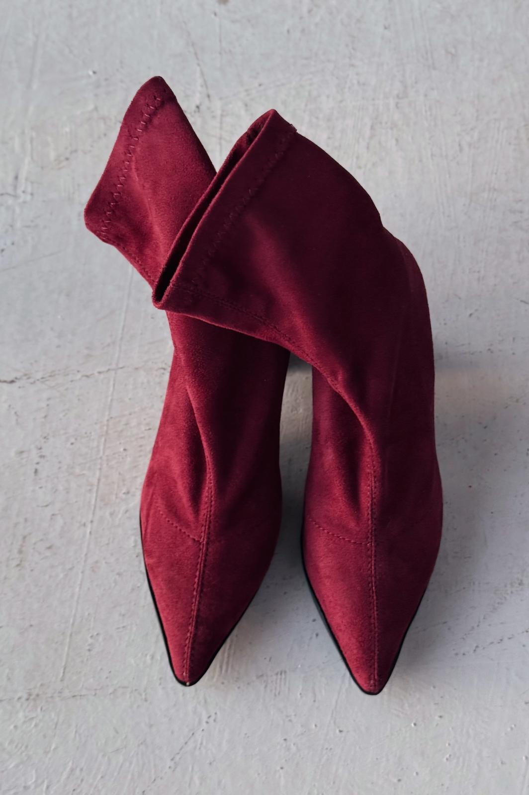 Ardews Süet Topuklu Çorap Bot Bordo - ILOVESHOES