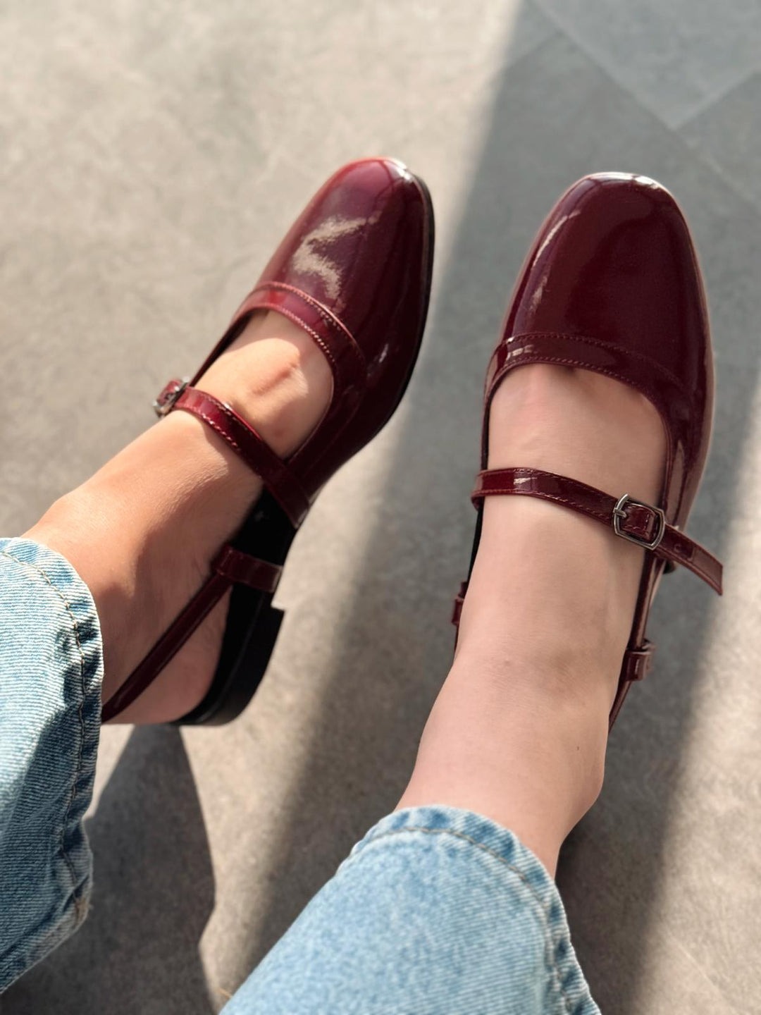 Minor Rugan Bordo Bant Detaylı Mary Jane - ILOVESHOES
