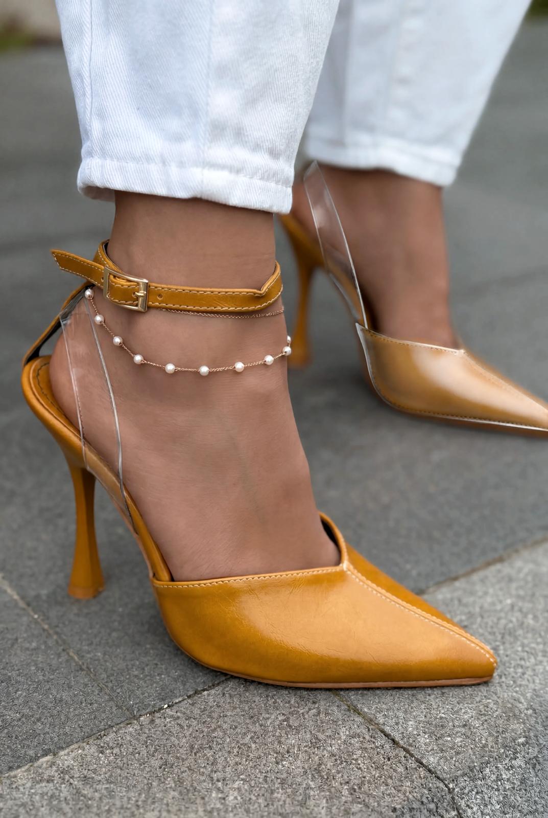 Rovire Stiletto Taba Kırışık Deri - ILOVESHOES