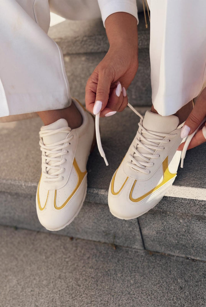 Rosven Sarı Mat Deri Kadın Spor Ayakkabı - ILOVESHOES