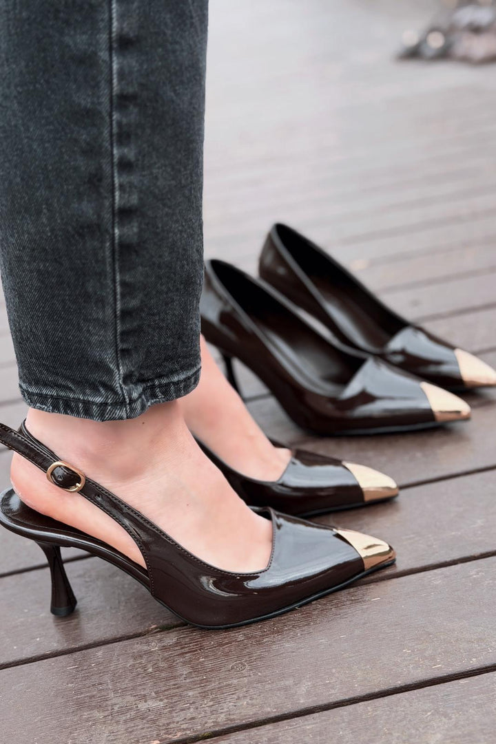 Caligo Stiletto Acıkahve Rugan - ILOVESHOES