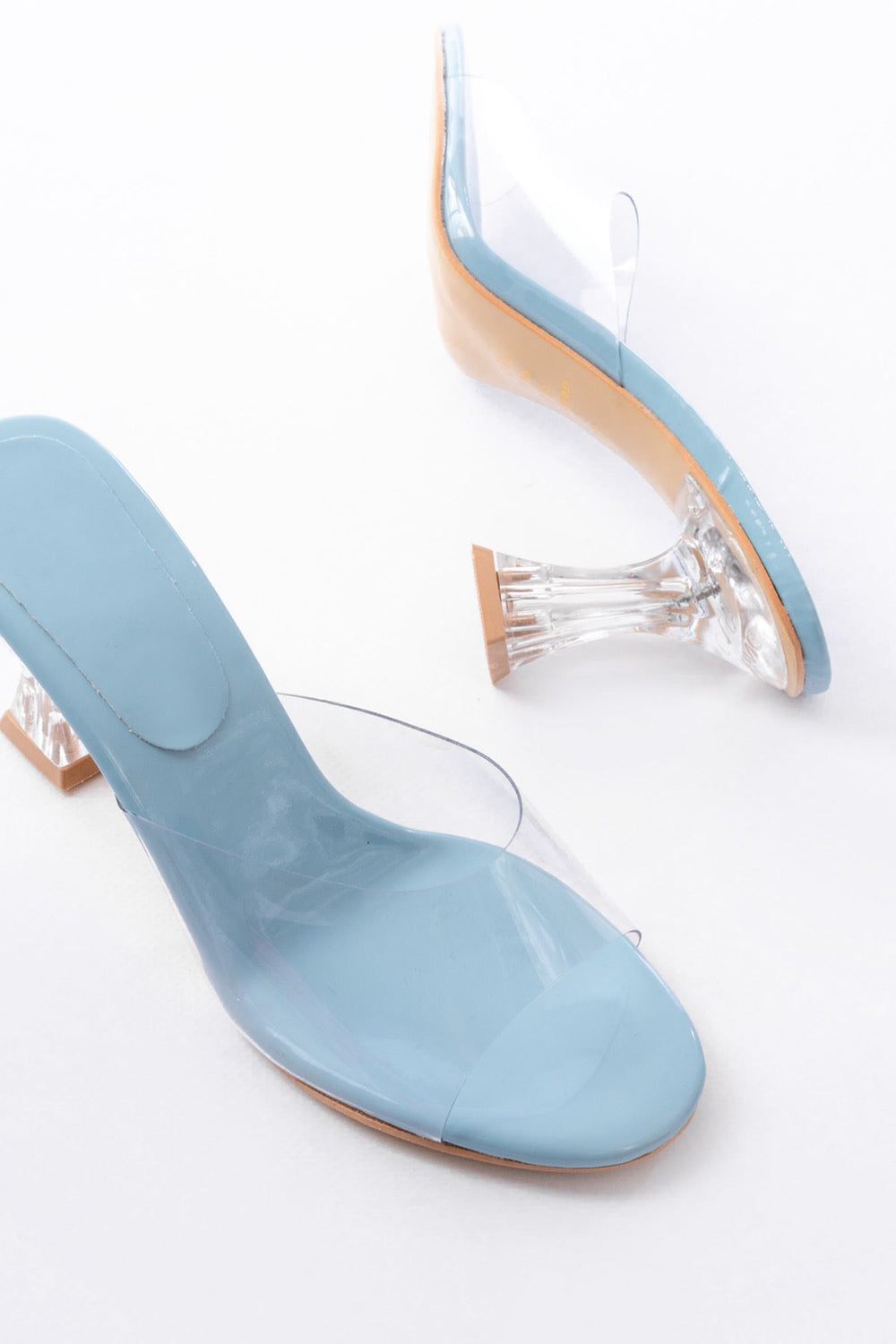 Lekton Şeffaf Kadın Topuklu Terlik Bebek Mavisi - ILOVESHOES