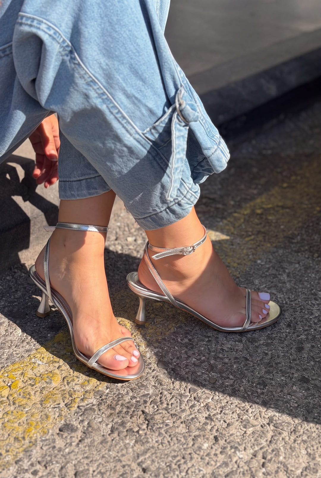 Colva Gümüş Mat Deri Kadın Topuklu Ayakkabı - ILOVESHOES