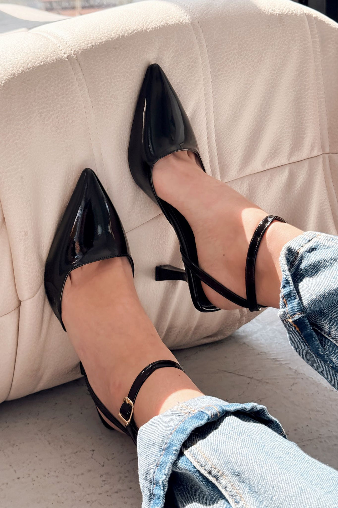 Rivara Siyah Rugan Günlük 7 cm Topuklu Kadın Ayakkabı - ILOVESHOES Türkiye