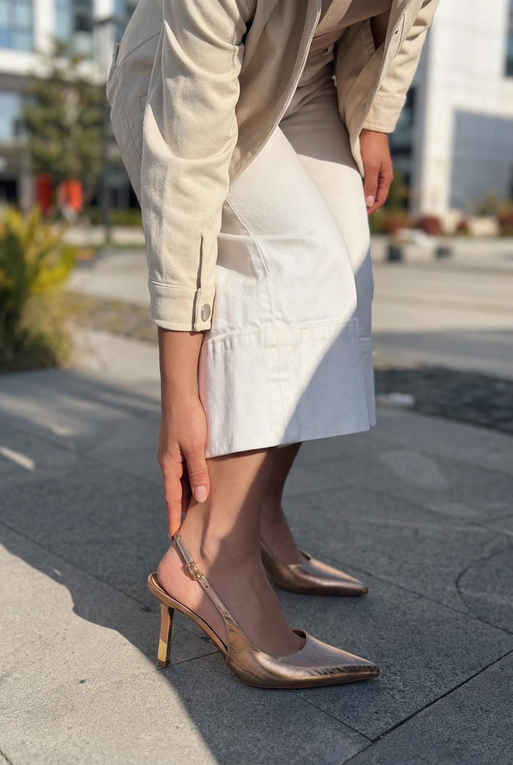 Soriel Stiletto Bronz Parlak Deri - ILOVESHOES