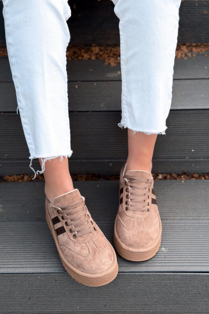 Vireo Kadın Spor Ayakkabı Camel Süet - ILOVESHOES