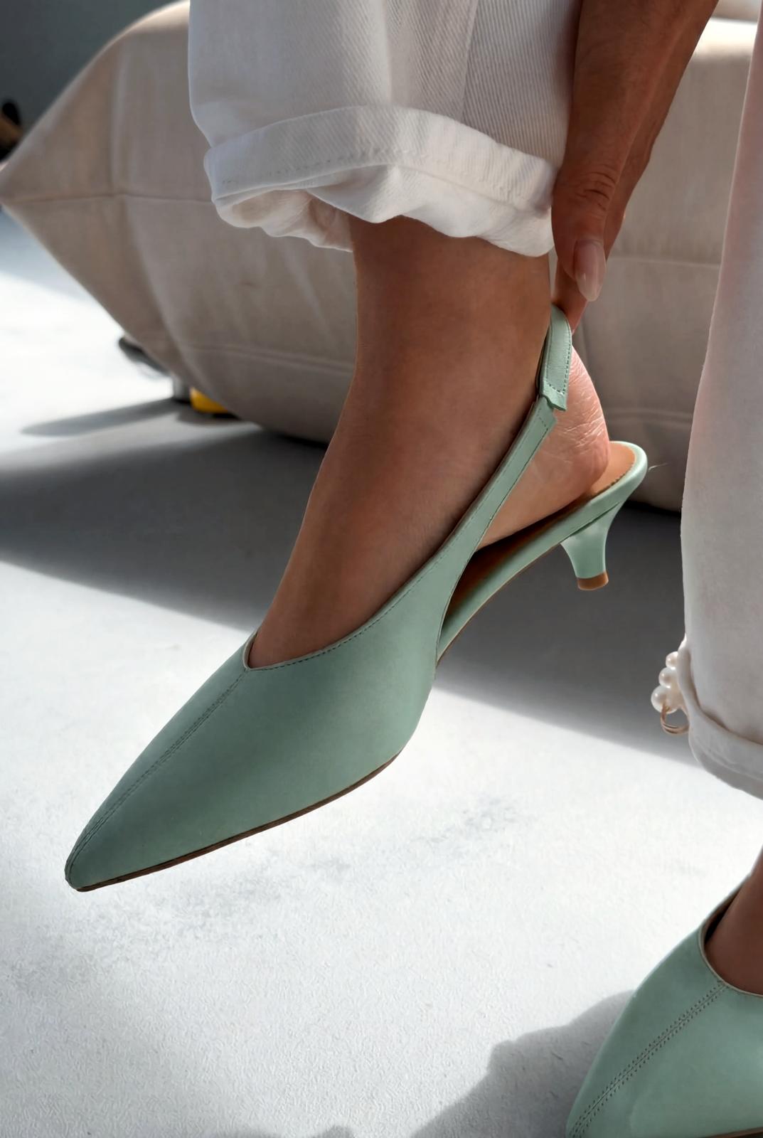 Selor Yeşil Mat Deri Kadın Stiletto - ILOVESHOES