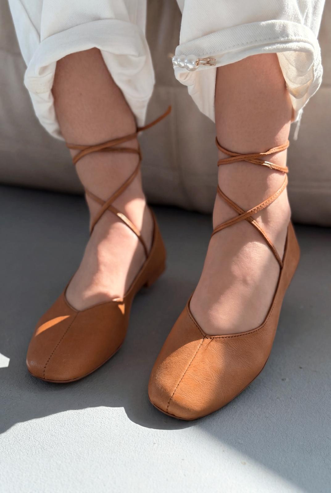 Morven Hakiki Deri Taba Kadın Babet - ILOVESHOES