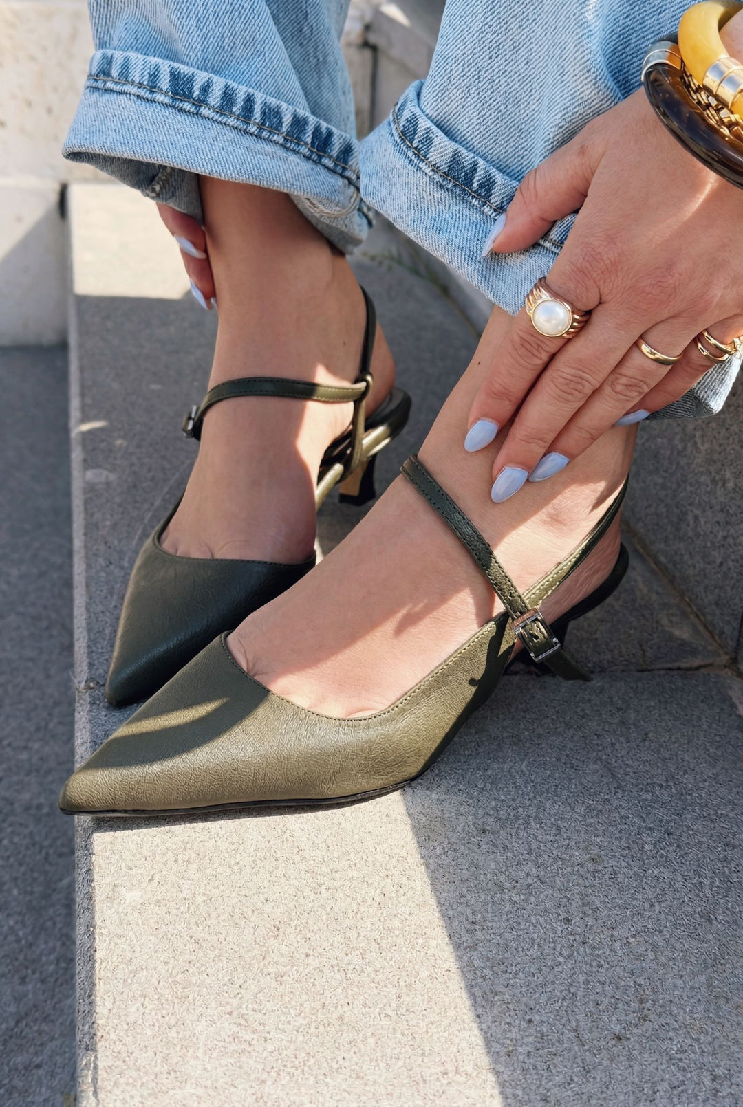 Torev Haki Mat Deri Kadın Stiletto - ILOVESHOES