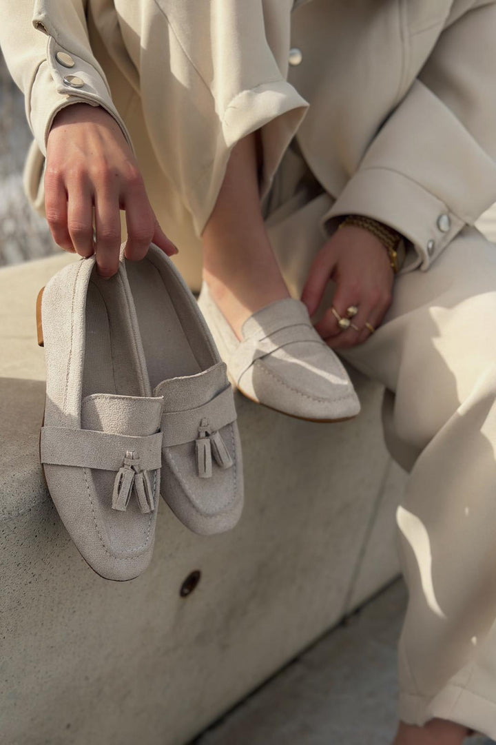 Orvino Bej Süet Günlük Kadın Babet - ILOVESHOES