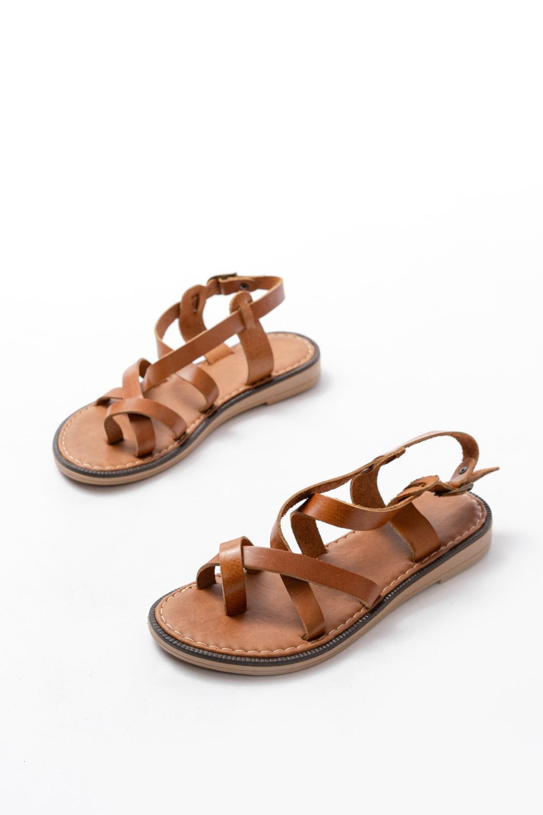 Torela Hakiki Deri Taba Kadın Sandalet - ILOVESHOES