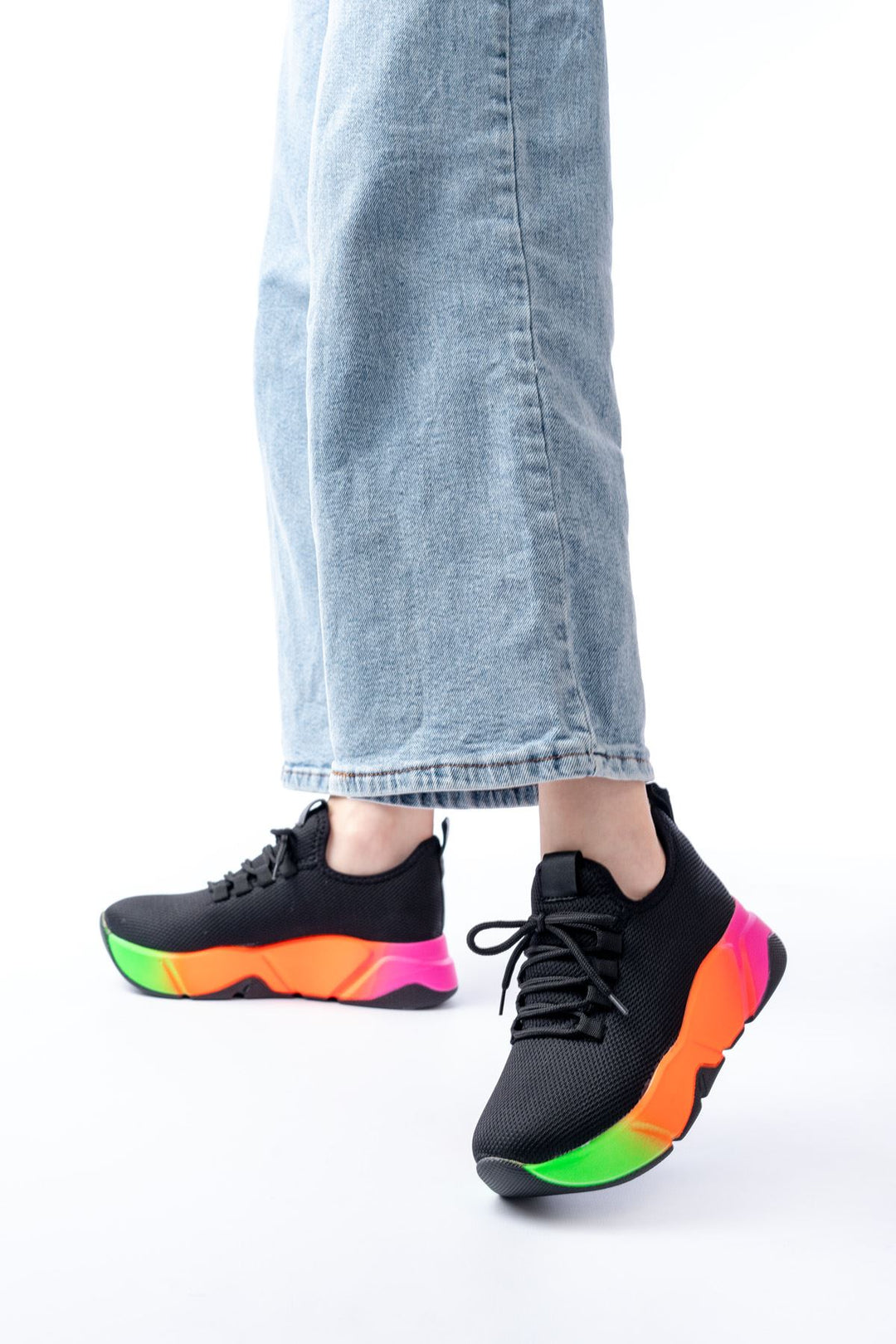 Calen File Siyah Renkli Taban Kadın Spor Ayakkabı - ILOVESHOES