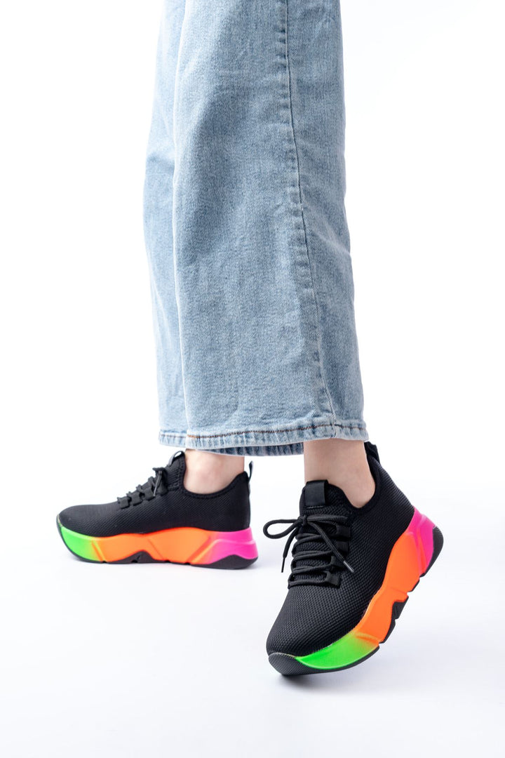 Calen File Siyah Renkli Taban Kadın Spor Ayakkabı - ILOVESHOES