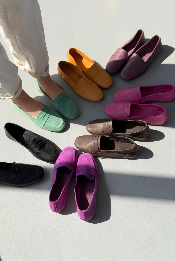 Melniel Hakiki Deri Kadın Loafer Mor - ILOVESHOES