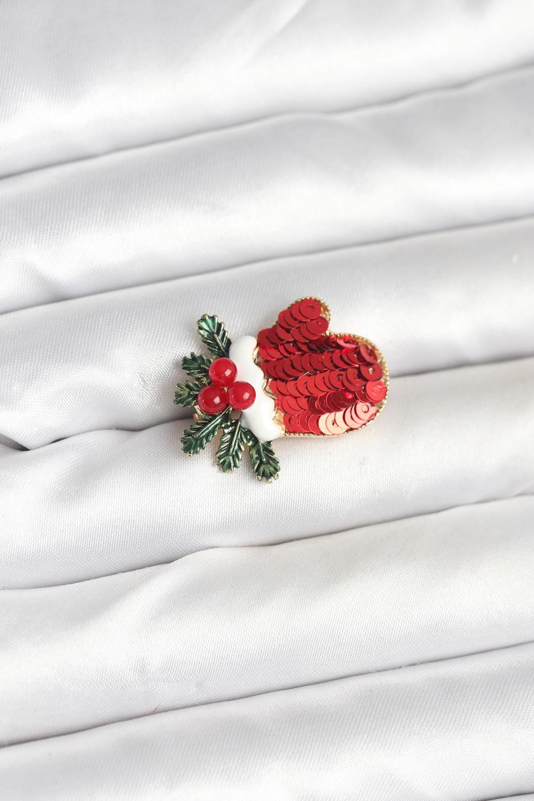 ILS - 1074 Kadın Broş Yılbaşı Eldiveni - ILOVESHOES