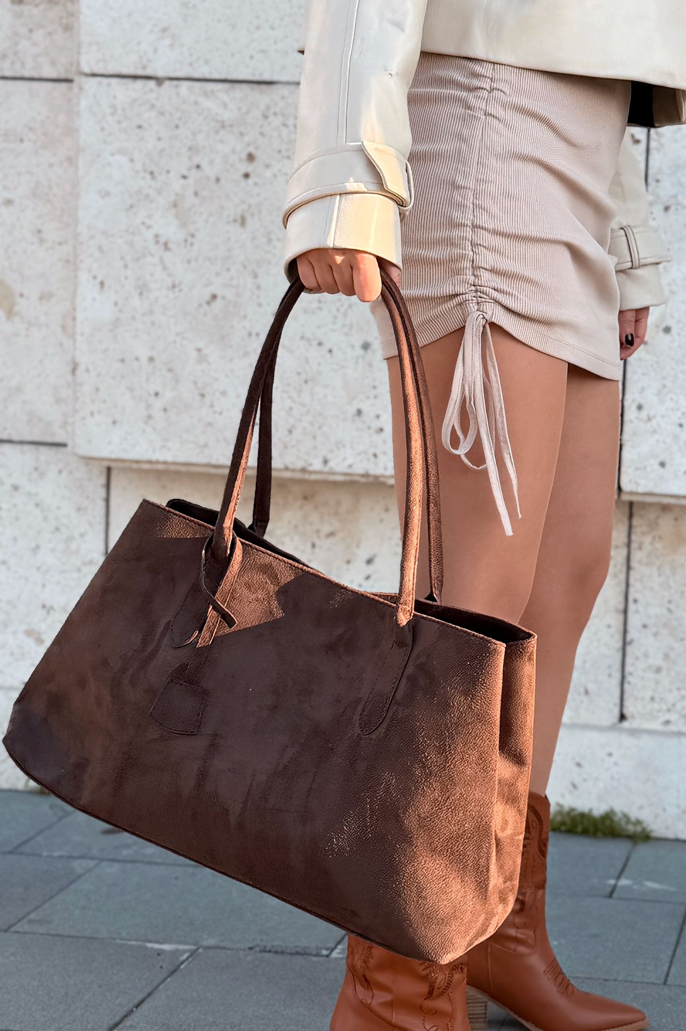 Delvyn Kadın Omuz Çantası Acıkahve Süet - ILOVESHOES