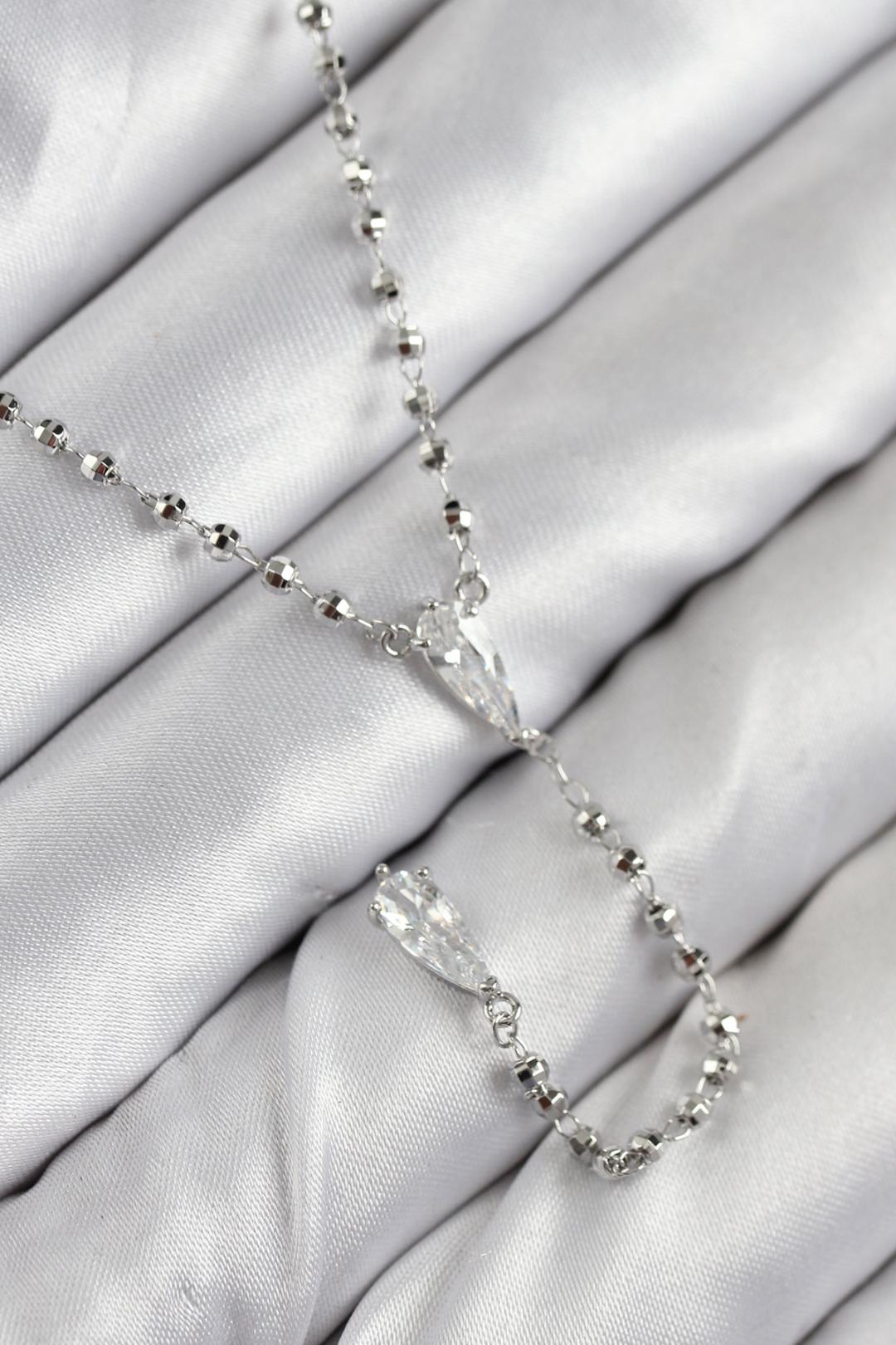 ILS - 1077 Kadın Kolye Gümüş Pirinç - ILOVESHOES