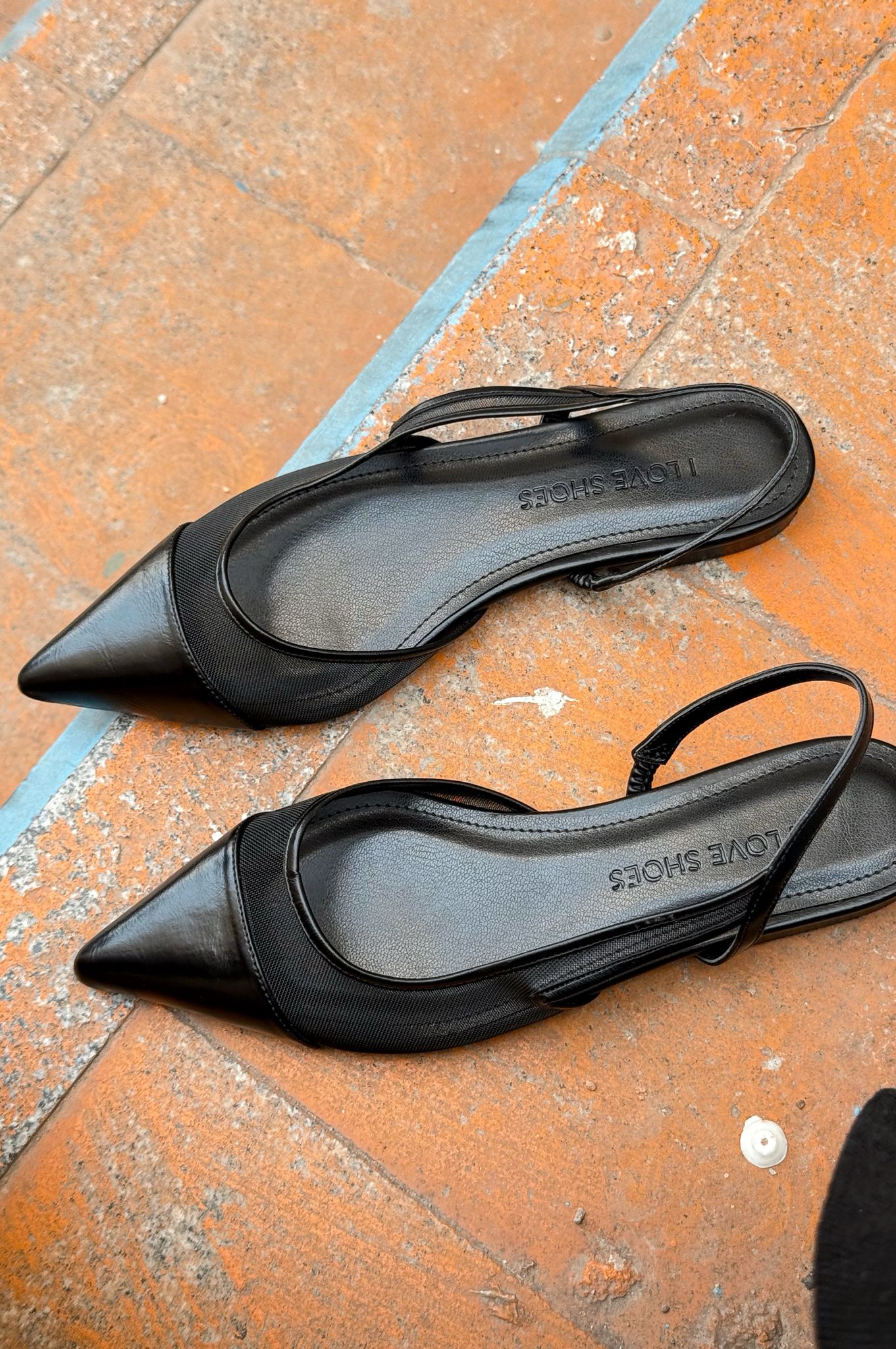 Wonels Mat Deri Siyah Desenli Tül Kadın Babet - ILOVESHOES