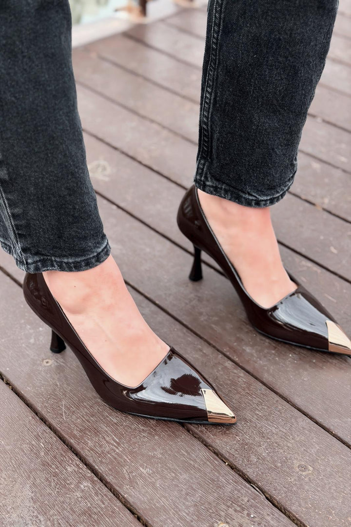 Caligo Stiletto Acıkahve Rugan - ILOVESHOES