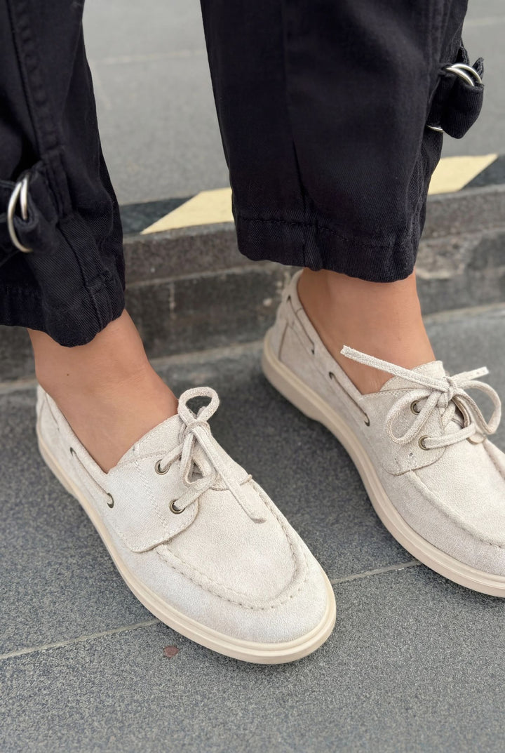 Morin Kadın Oxford Ayakkabı Bej Süet - ILOVESHOES