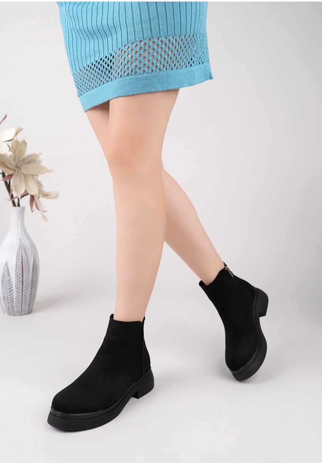 Sorvella Kadın Bot Siyah Mat Deri - ILOVESHOES