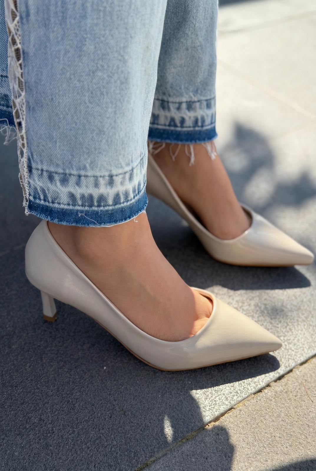 Delvion Bej Rugan Kadın Stiletto - ILOVESHOES
