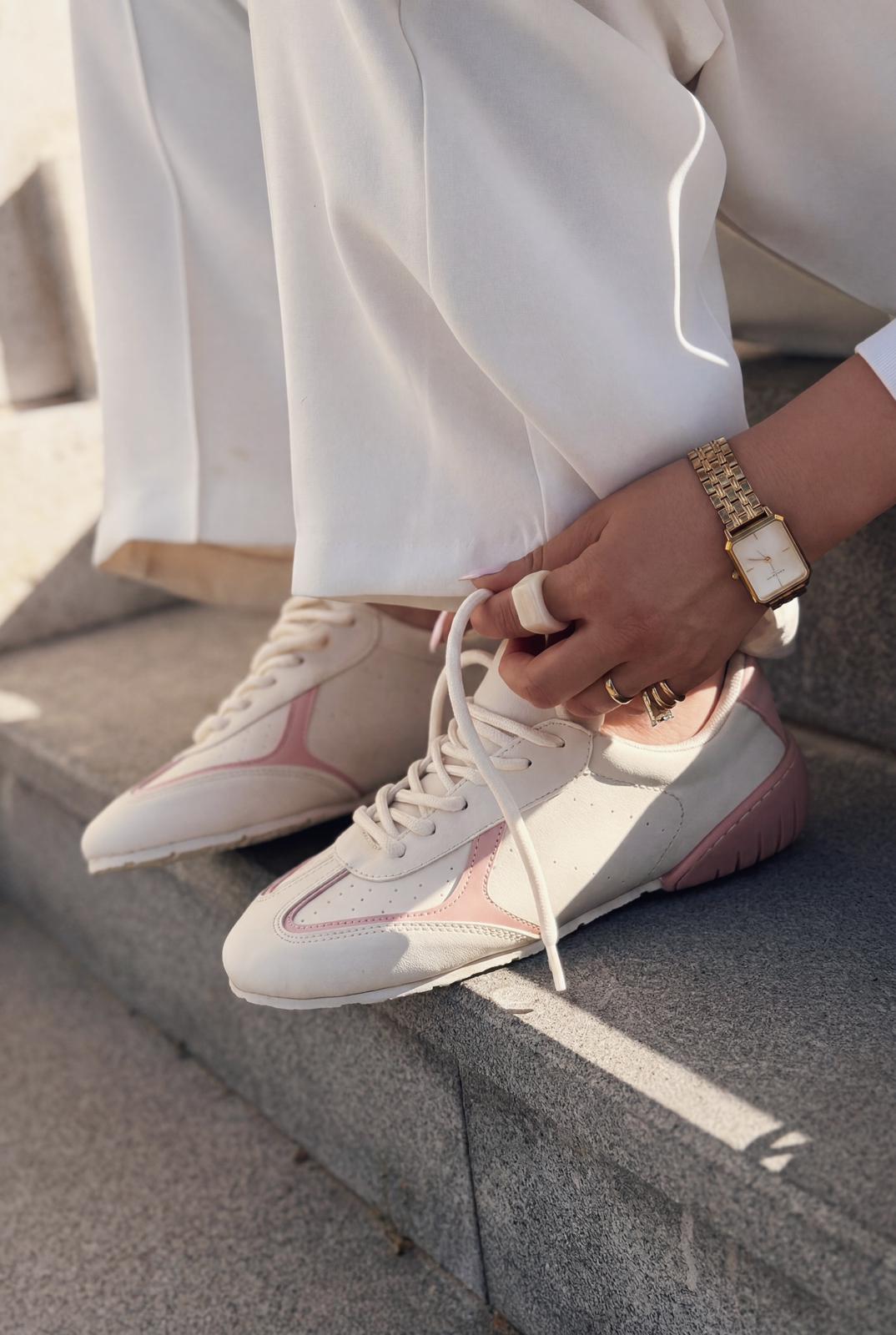 Rosven Pembe Mat Deri Kadın Spor Ayakkabı - ILOVESHOES