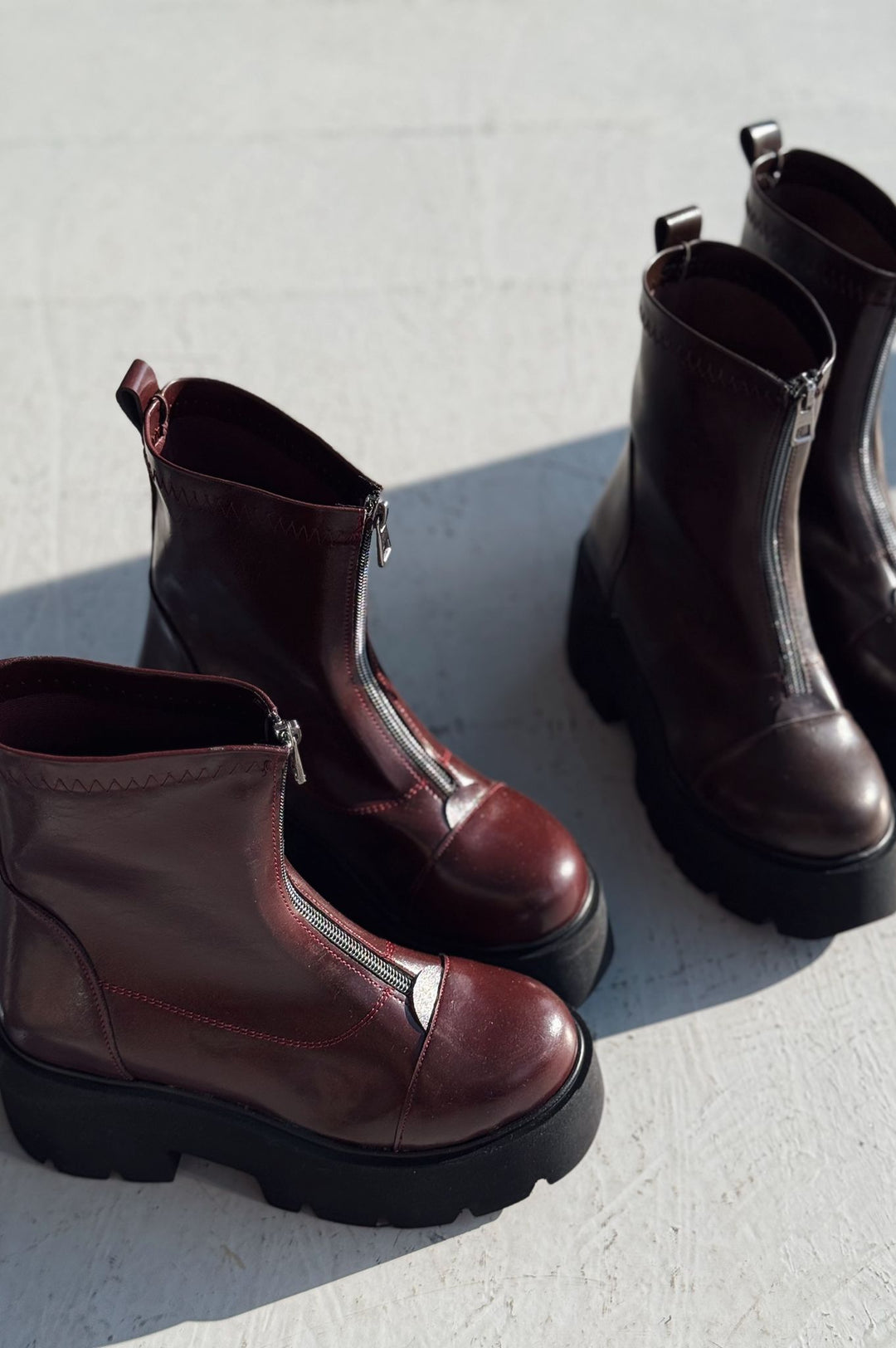 Lansdor Mat Deri Yüksek Taban Bordo Kadın Bot - ILOVESHOES