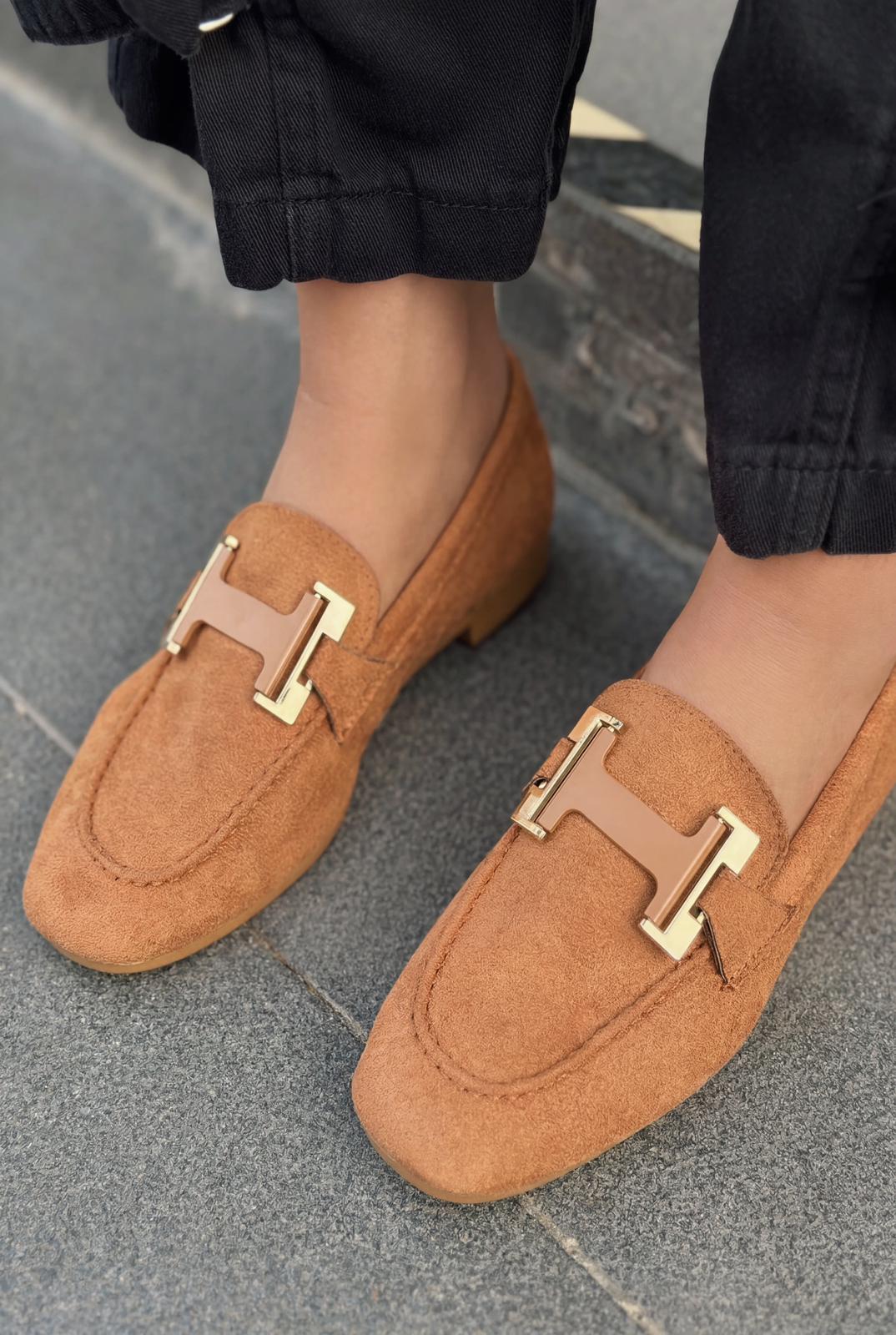 Elara Kadın Loafer Taba Süet - ILOVESHOES