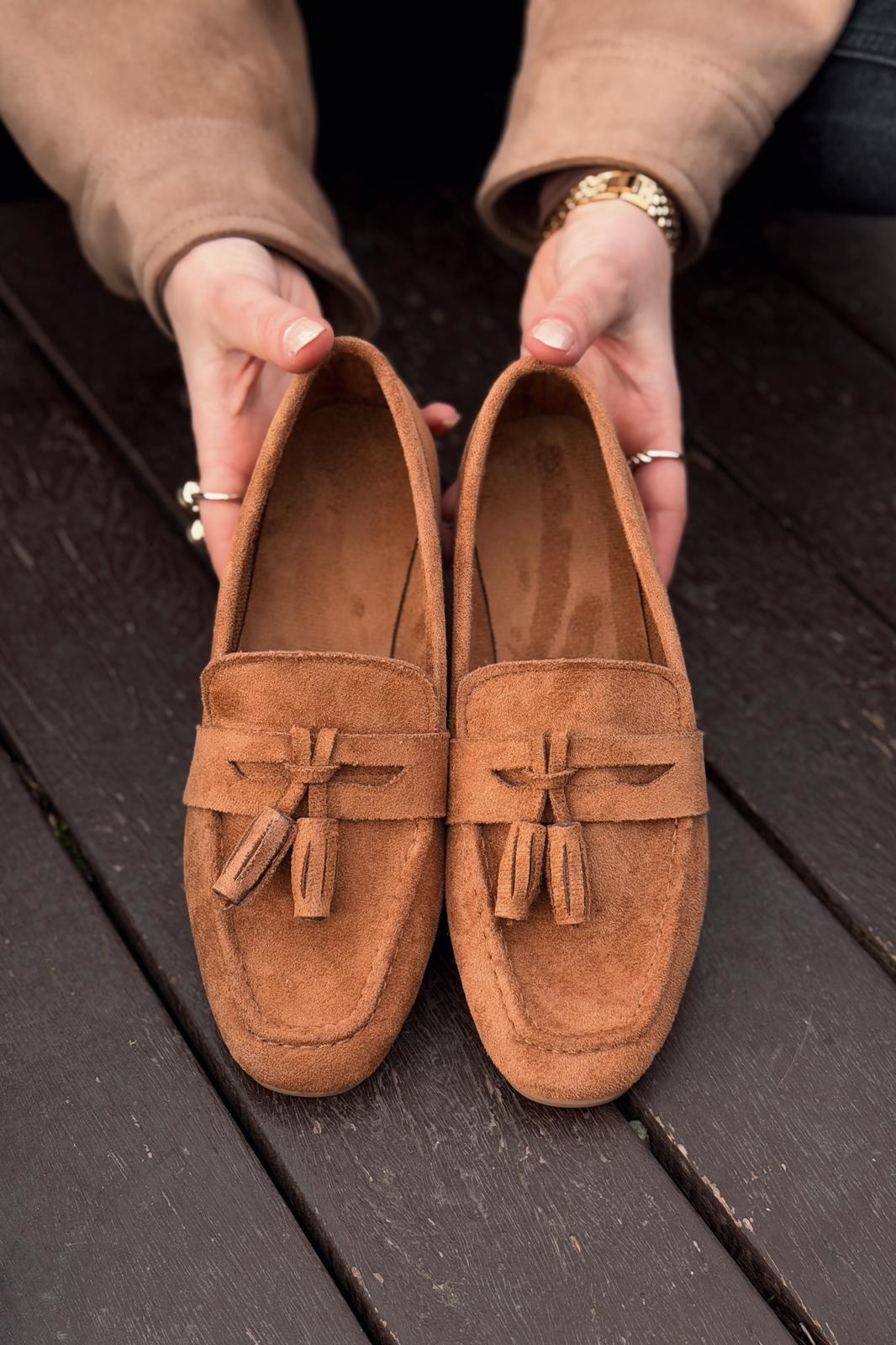 Olena Kadın Loafer Taba Süet - ILOVESHOES