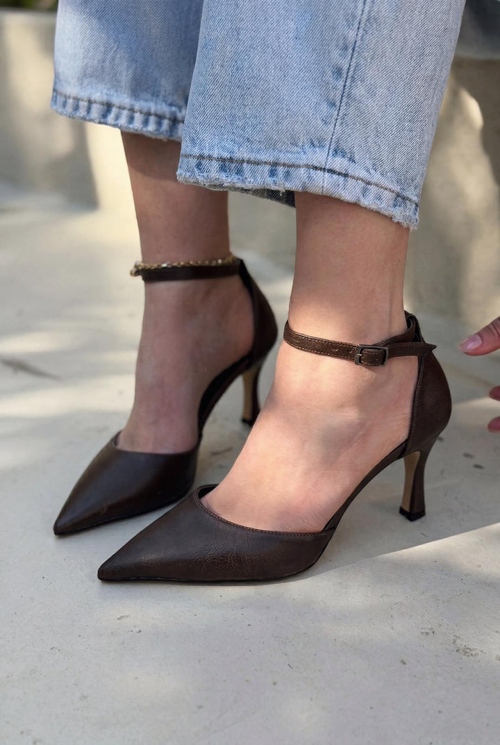 Selaris Stiletto Acıkahve Mat Deri - ILOVESHOES
