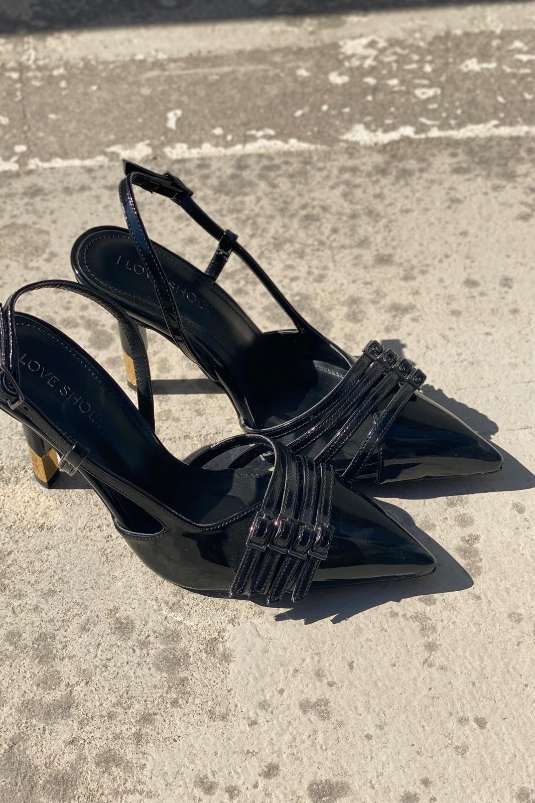Vinnor Rugan Siyah Toka Detaylı Stiletto - ILOVESHOES