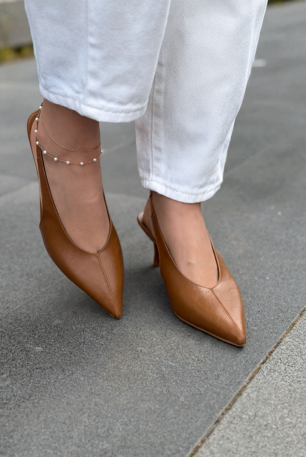 Navore Stiletto Taba Kırışık Deri - ILOVESHOES