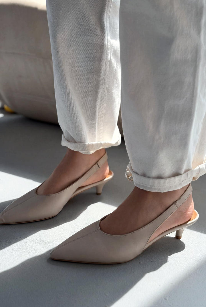 Selor Bej Mat Deri Kadın Stiletto - ILOVESHOES