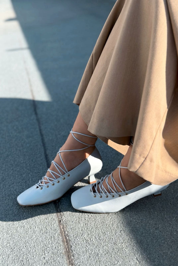 Sernis Bebek Mavisi Mat Deri Kadın Topuklu Ayakkabı - ILOVESHOES