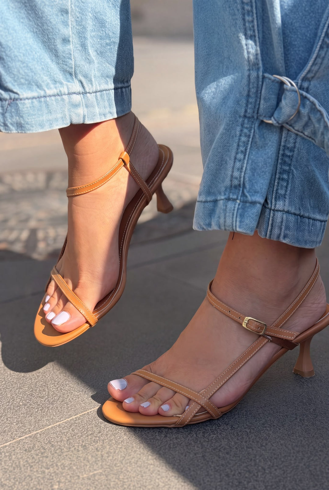 Danire Taba Mat Deri Kadın Topuklu Sandalet - ILOVESHOES