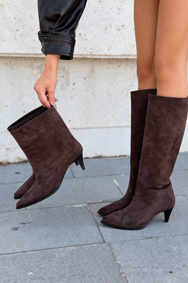 Sovra Acı Kahve Süet Kadın Çizme - ILOVESHOES