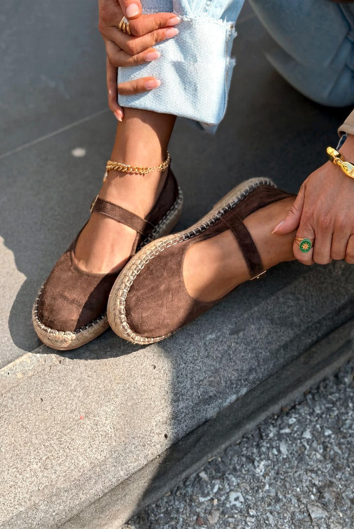 Marena Hakiki Süet Kadın Espadril Acıkahve - ILOVESHOES