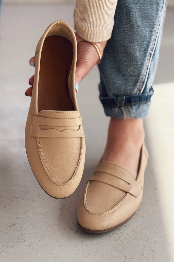 Lemor Hakiki Deri Kadın Loafer Bej