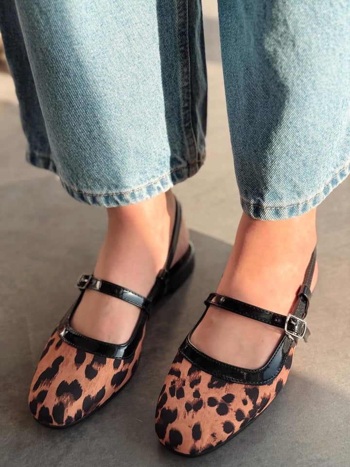 Minor Saten Leo Desenli Bant Detaylı Mary Jane - ILOVESHOES