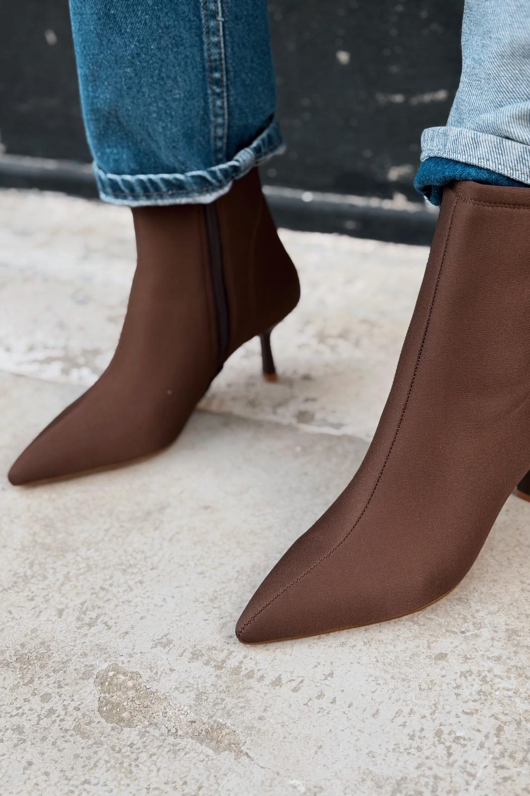 Orvex Kadın Dalgıç İnce Topuklu Bot Acı Kahve - ILOVESHOES