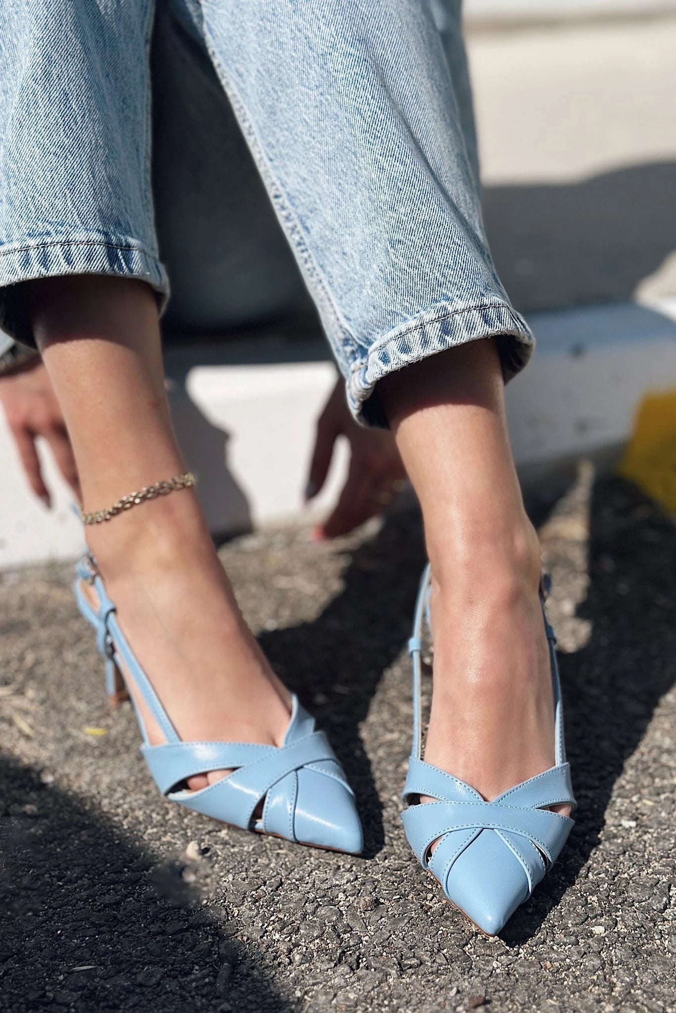 Peraps Mat Deri Yüksek Topuklu Stiletto Bebek Mavisi
