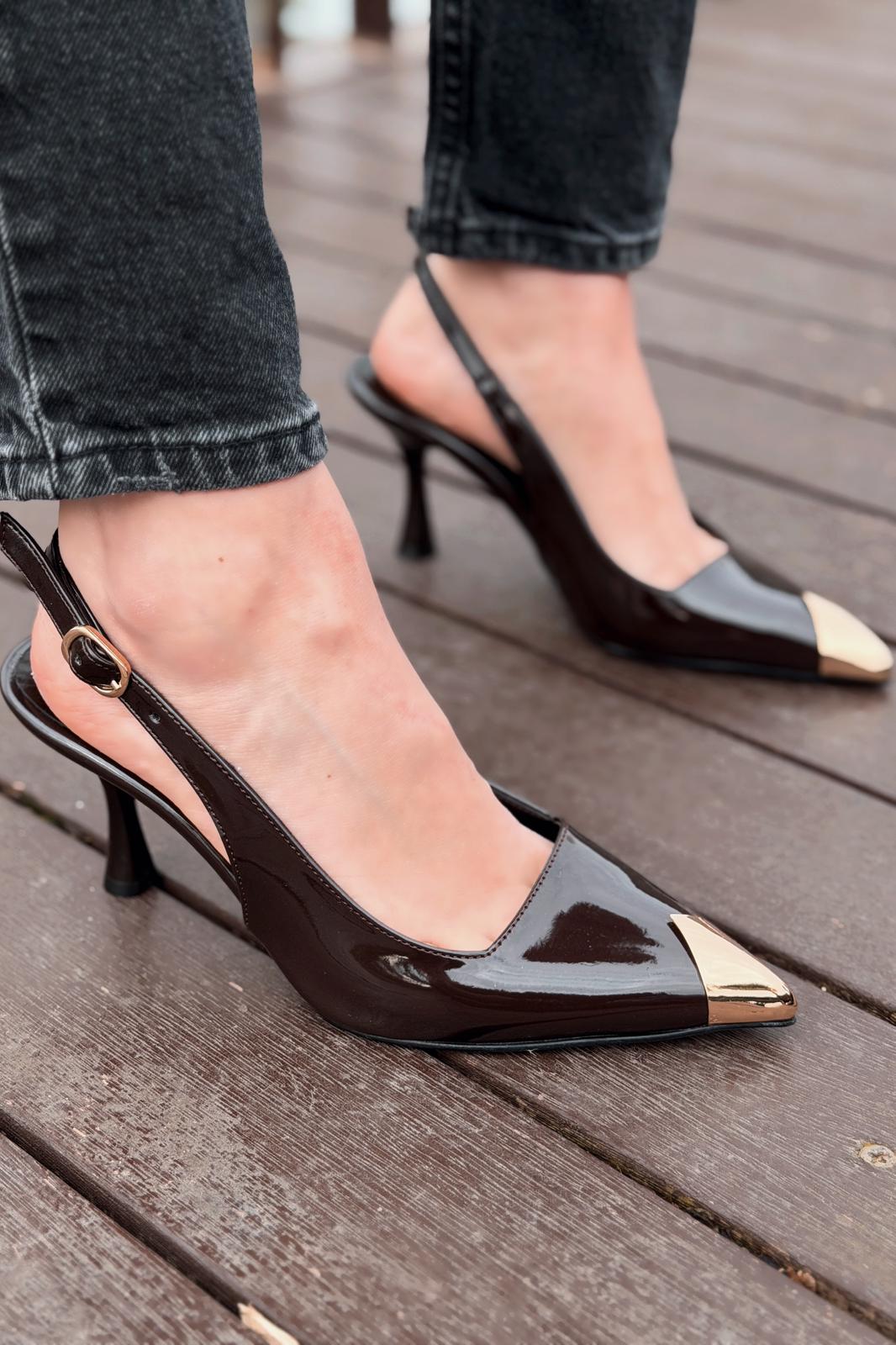 Caligo Stiletto Acıkahve Rugan - ILOVESHOES