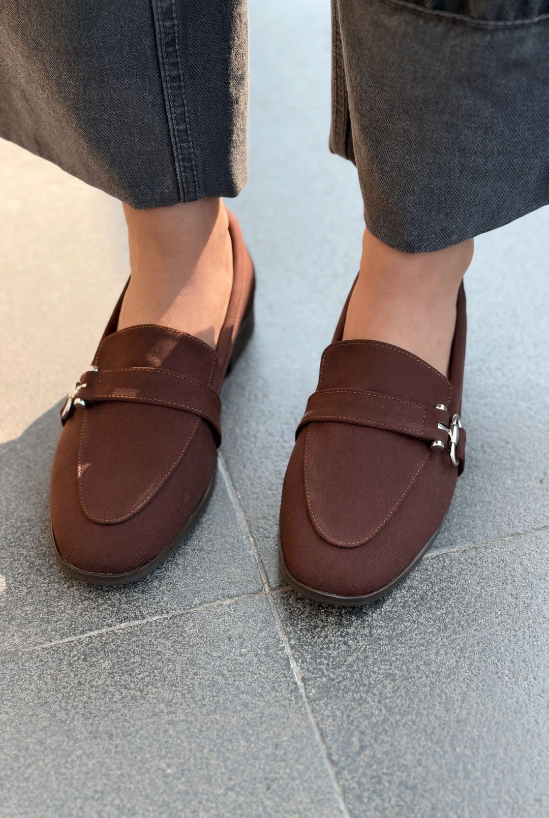 Torlax Kadın Loafer Acıkahve Saten - ILOVESHOES