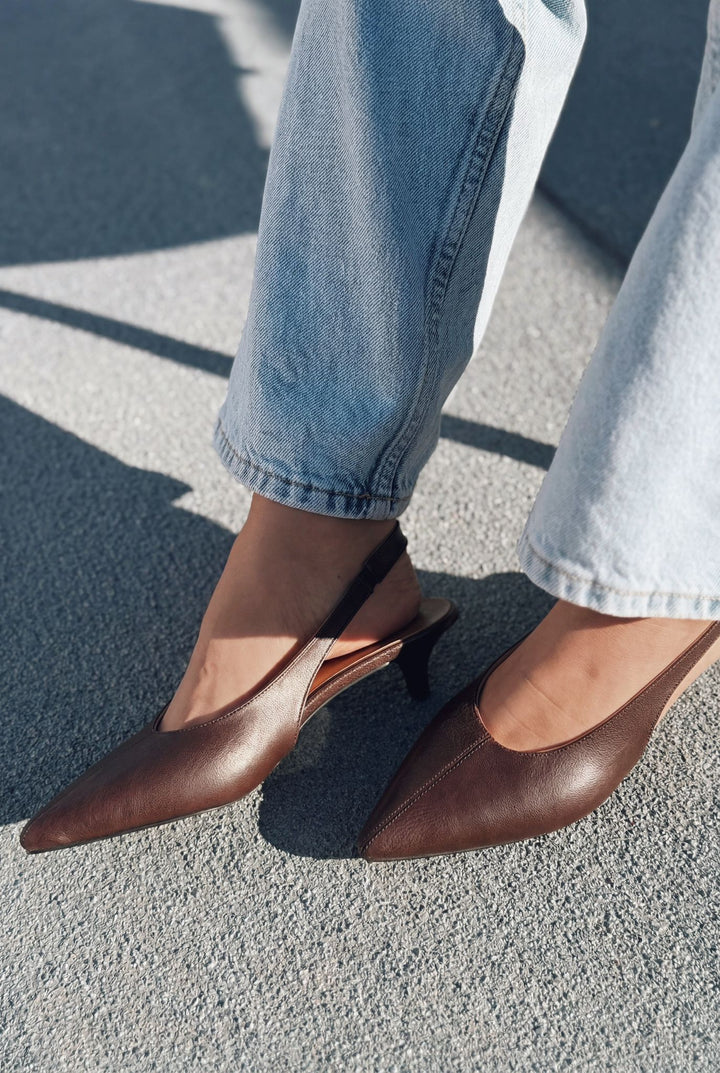 Selor Hakiki Deri Acı Kahve Mat Deri Kadın Stiletto - ILOVESHOES