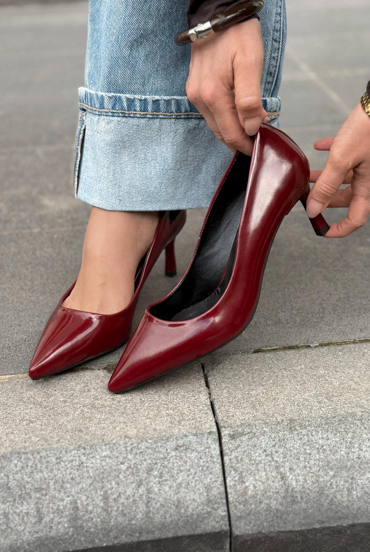 Delvion Bordo Rugan Kadın Stiletto - ILOVESHOES