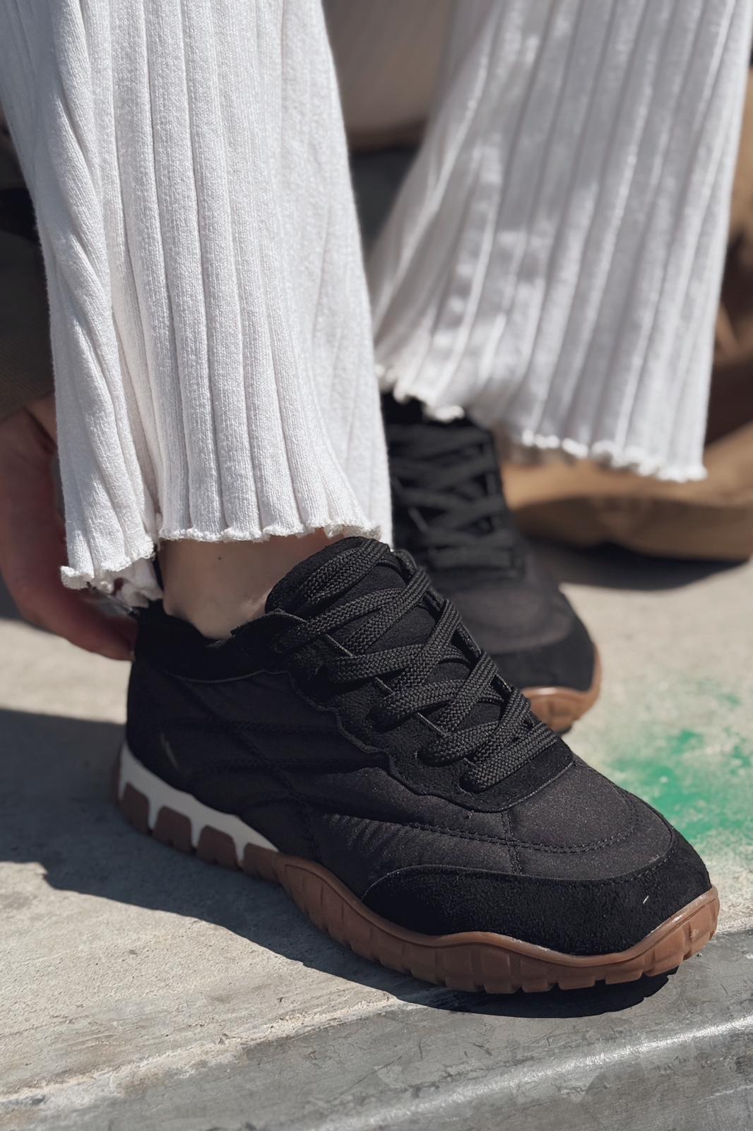 Romine Paraşüt Kumaş Siyah Kadın Spor Ayakkabı - ILOVESHOES