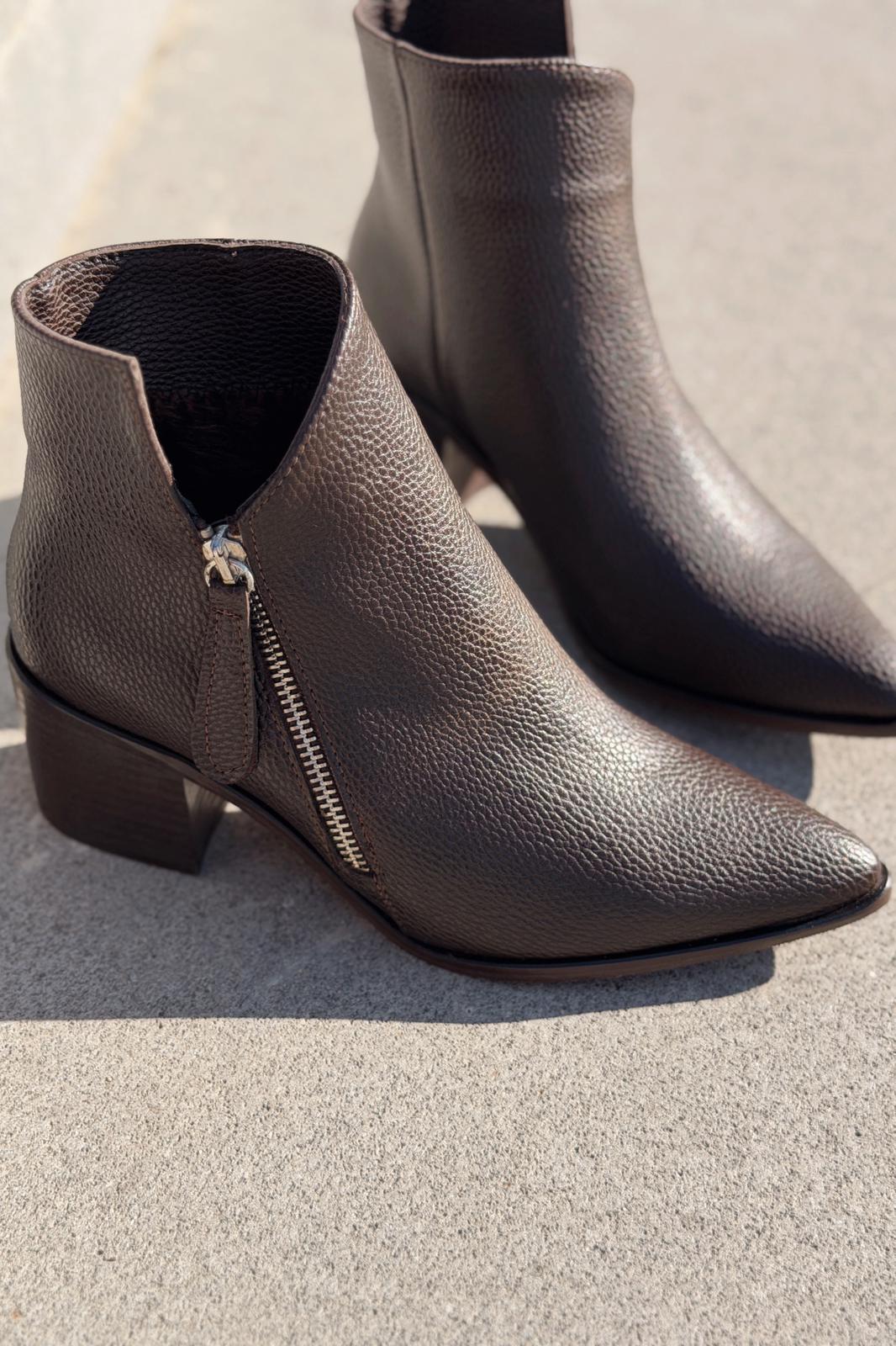 Mirno Kadın Kovboy Bot Acıkahve Desenli Mat Deri - ILOVESHOES