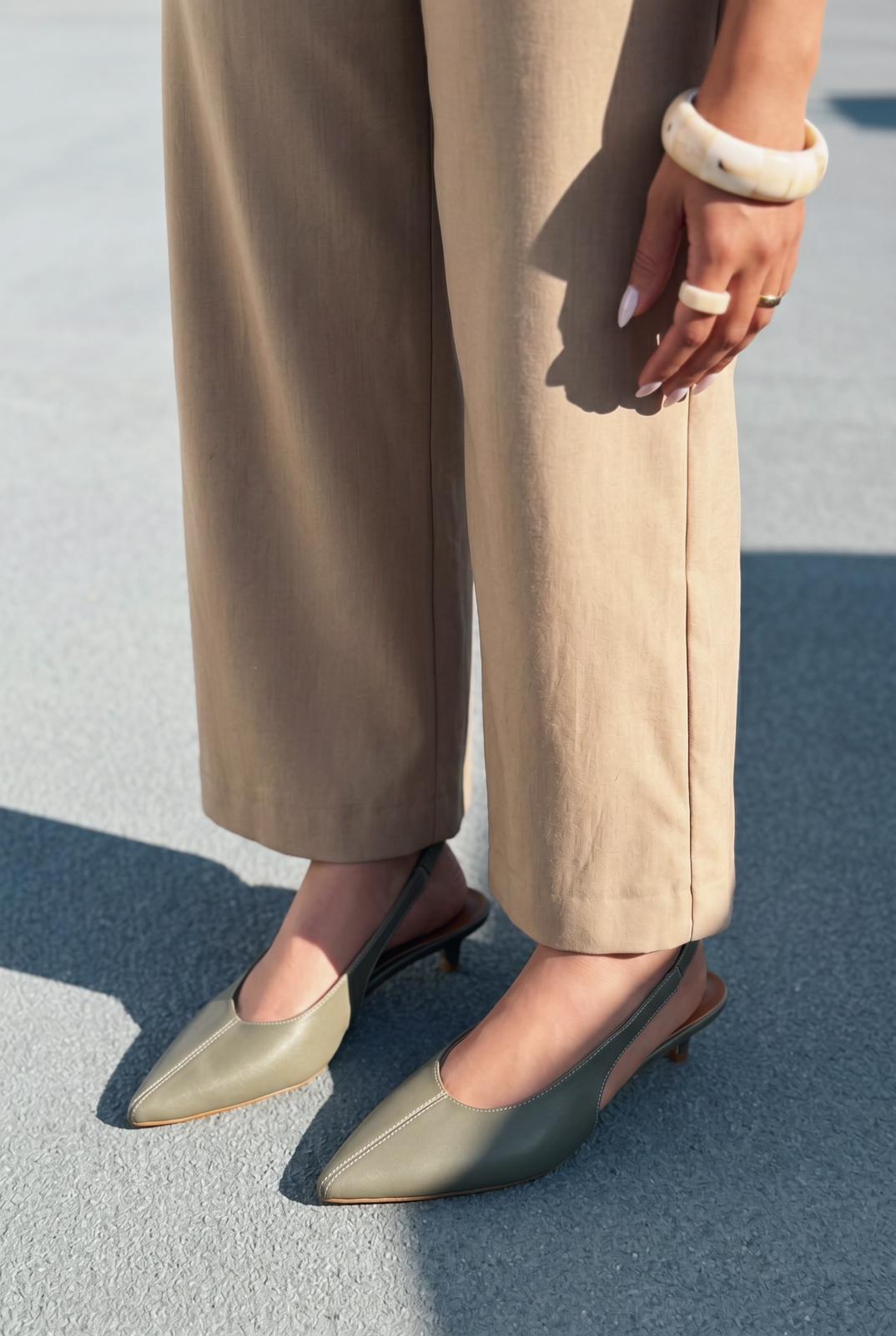 Selor Hakiki Deri Haki Mat Deri Kadın Stiletto - ILOVESHOES